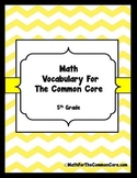 5th Grade Math Common Core Vocabulary Word Wall