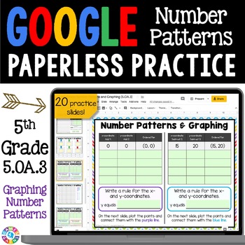 Preview of Graphing Number Patterns Ordered Pairs Worksheets Coordinate Plane Activity 5th