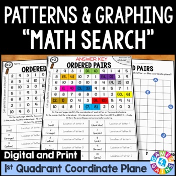 Preview of 5th Grade Math Coordinate Plane Activities - Patterns & Graphing Math Search