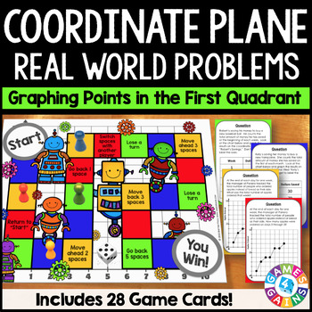 Preview of 5th Grade Math Coordinate Plane Activity Board Game - Interpret Line Graphs