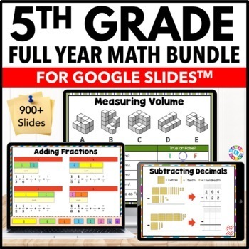 Preview of 5th Grade Math Review Worksheets Intervention Packets Google Slides Math Bundle