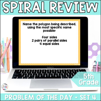 Preview of 5th Grade Math DAILY SPIRAL REVIEW | Problem of the Day Google Slides | SET 4