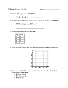 Preview of 5th Grade Math Diagnostic or Summative Assessment/Test