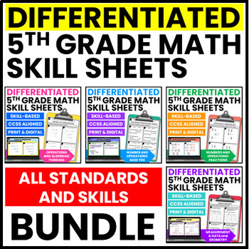 Preview of 5th Grade Differentiated Math Practice BUNDLE with Digital - CCSS Aligned