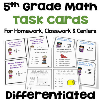 Preview of 5th Grade Math Task Card Bundle - Differentiated