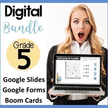 Preview of 5th Grade Digital Math Activities - Google Classroom Math Assignments Bundle
