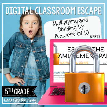 Preview of 5th Grade Math Digital Escape Room | 5.NBT.2 - Powers of 10