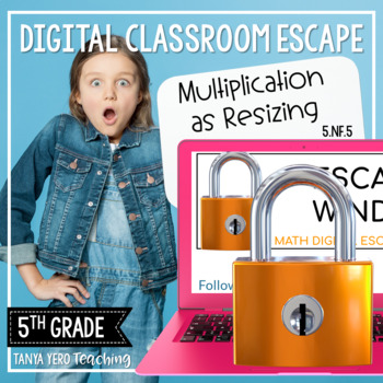 Preview of 5th Grade Math Digital Escape Room | 5.NF.5 - Multiplication as Resizing