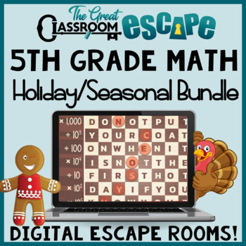 Preview of 5th Grade Math Digital Escape Rooms Holiday & Seasonal Bundle of Math Activities