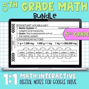 Preview of 5th Grade Math Digital Notes for Google Drive