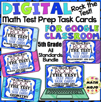 Preview of 5th Grade Math Digital Task Cards: Rock the Test Prep