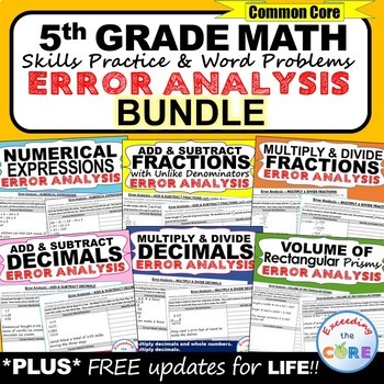 Preview of 5th Grade Math ERROR ANALYSIS | Find the Error | BUNDLE: end of year