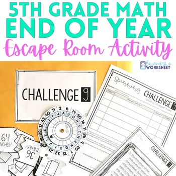 Preview of 5th Grade Math End of Year Escape Room Activity