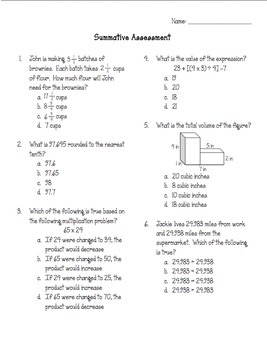 5th grade math practice tests