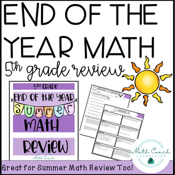 Preview of 5th Grade Math End of the Year Review Summer School Math Review