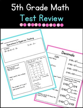 Preview of 5th Grade Math End of the Year Test Review