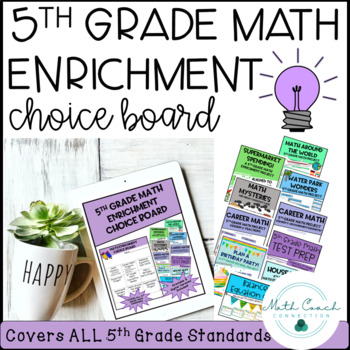 Preview of 5th Grade Math Enrichment Choice Board | Fifth Grade Math Word Problem Projects