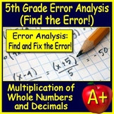 5th Grade Math Error Analysis (Find the Error) Multiply Wh