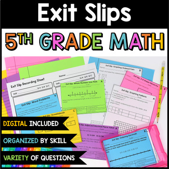 Preview of 5th Grade Math Exit Slips - with Digital Math Exit Slips