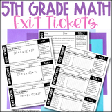 5th Grade Math Exit Tickets - Long Division, Mult, Fractio