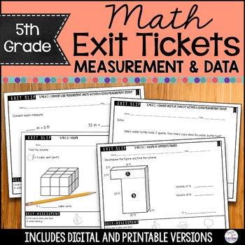 Preview of 5th Grade Math Exit Tickets | Measurement and Data | Exit Slips