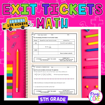 Preview of 5th Grade Math Exit Tickets Slips Quick Check - Print  & Digital Standards Based