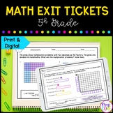 5th Grade Math Exit Tickets Slips Quick Check - Print  & D