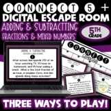 5th Grade Math | FRACTIONS/MIXED NUMBERS | Game, Escape Ro