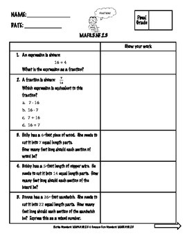 5th Grade FSA Math Assessment – MAFS.5.NF.2.3 by K and M Creators