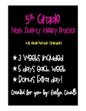 5th Grade Math Fluency Weekly Practice: All whole number o