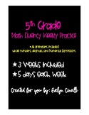 5th Grade Math Fluency Weekly Practice: whole numbers, dec