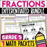 5th Grade Fractions Worksheets and Math Bundle