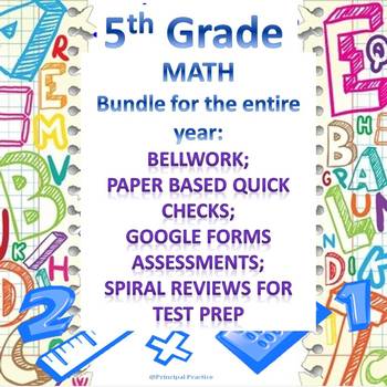 Preview of 5th Grade Math Bundle with Bellwork, Homework, Quick Checks, and Spiral Reviews