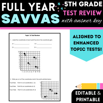 Preview of 5th Grade Math Full Year Review | Topic 1-16 Savvas/enVision Bundle