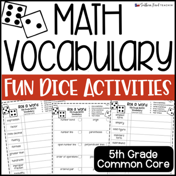 Preview of 5th Grade Math Fun Interactive Vocabulary Dice Activity - EDITABLE