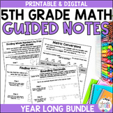 5th Grade Math GUIDED NOTES BUNDLE Interactive Notebook