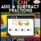 5th Grade Math Game DIGITAL Adding & Subtracting Fractions