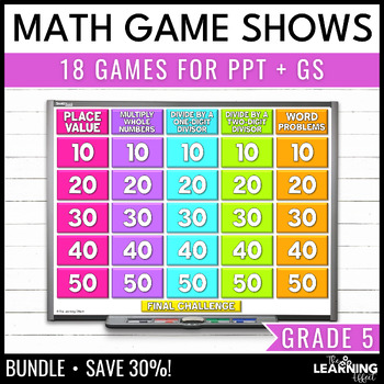 Preview of 5th Grade Math Game Show BUNDLE | All Standards Test Prep Review Activities