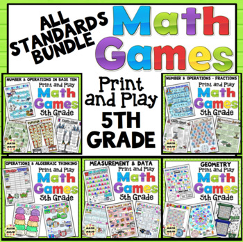 5th Grade Math Games: All Standards Bundle by Math Mojo | TPT
