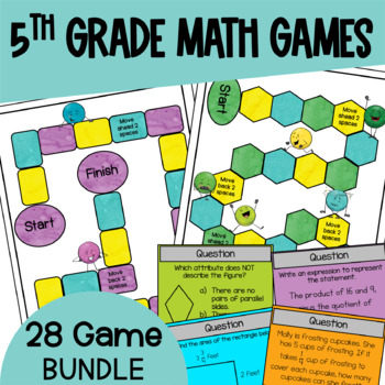 5th Grade Math Games - Math Board Games for Practice, Review & Math Centers