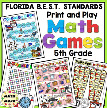 Preview of 5th Grade Math Games: Florida B.E.S.T. Standards Math Print And Play Centers