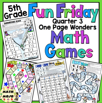 Preview of 5th Grade Math Games  Fun Friday One Page Wonders Math Games & Centers Quarter 3