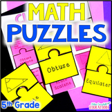 5th Grade Math Games - Matching Puzzles Math Centers - Ent