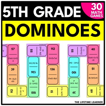 Preview of 5th Grade Math Games Yearlong Bundle | Fifth Grade Dominoes