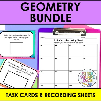 Preview of 5th Grade Math Geometry Task Card Activity Bundle