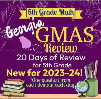 Preview of 5th Grade Math Georgia GMAS Test Prep...20 days prep for the Milestones