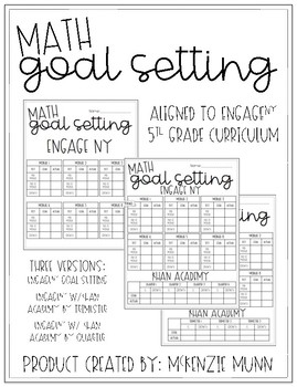 5th Grade Math Goal Setting Sheets - Aligned to EngageNY by McKenzie Munn