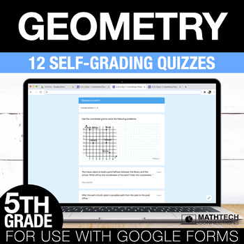 Preview of Geometry Google Form Math Assessments - 5th Grade Math Test Prep Quizzes