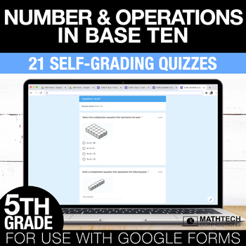 Preview of Decimals Google Form Math Assessments - 5th Grade Math Test Prep Quizzes