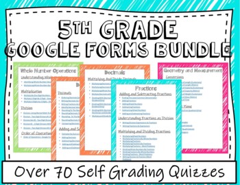 Preview of 5th Grade Math - Google Forms Bundle (Over 70 Google Forms)